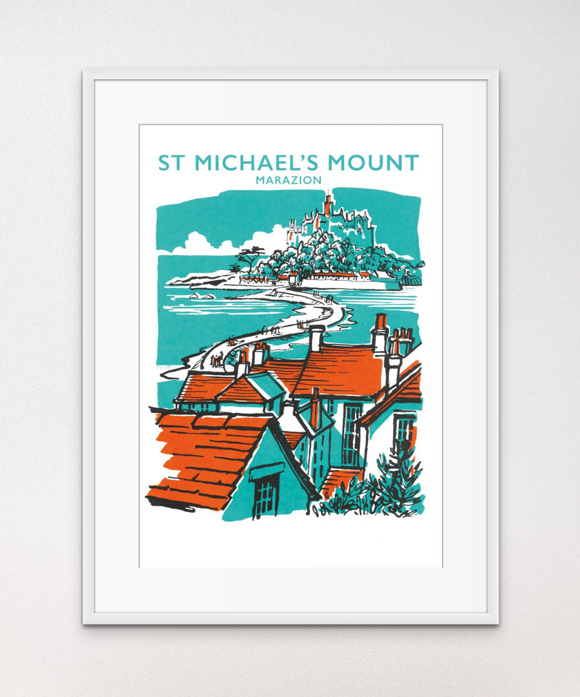 St Michael's Mount - Marazion Text - Art Print