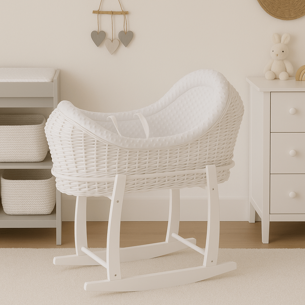 Wicker Deluxe Pod Baby Moses Basket With Stand