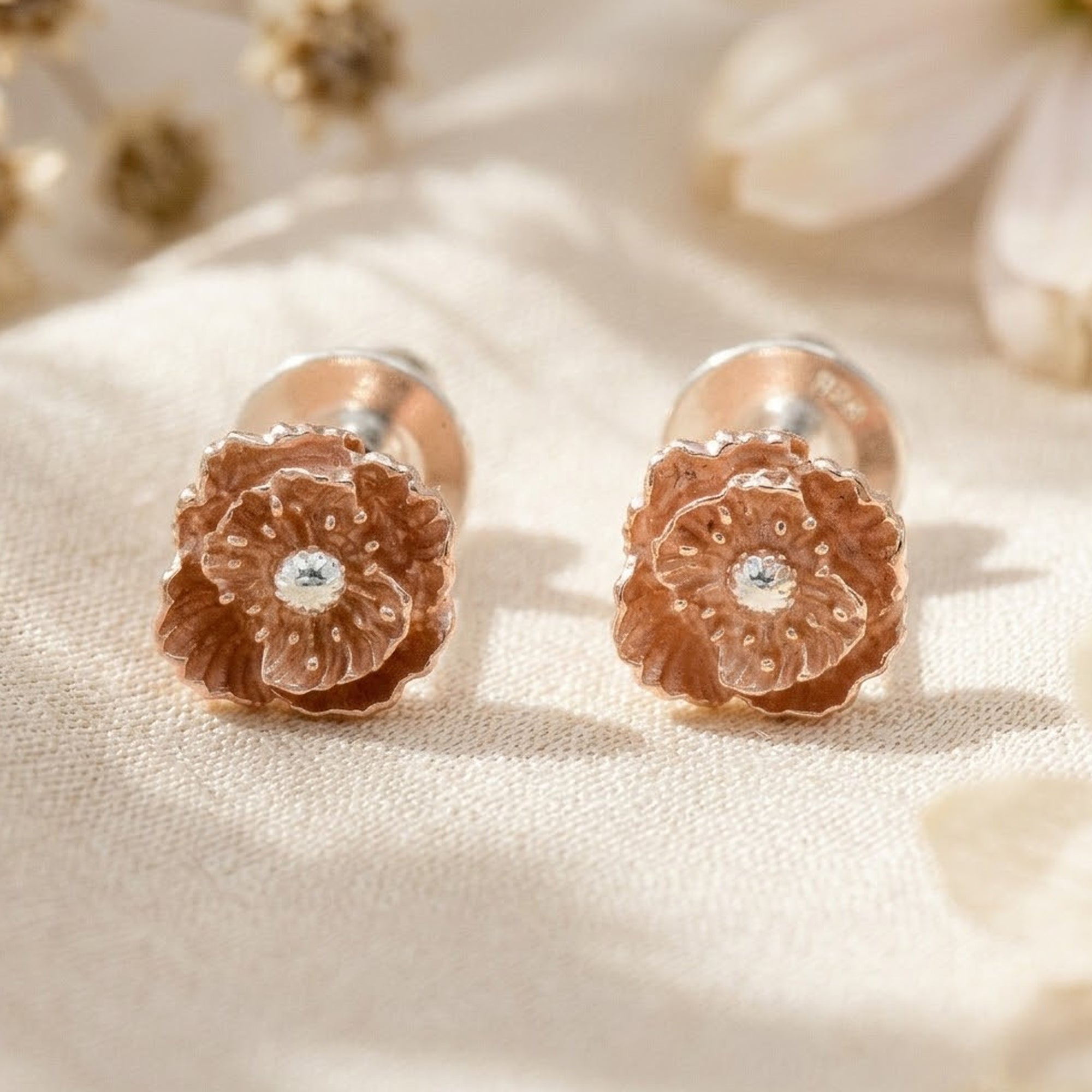 Poppy Silver & Rose Gold Vermeil Studs