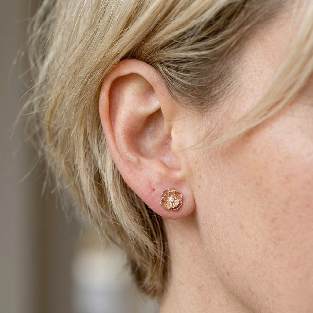 Poppy Silver & Rose Gold Vermeil Studs
