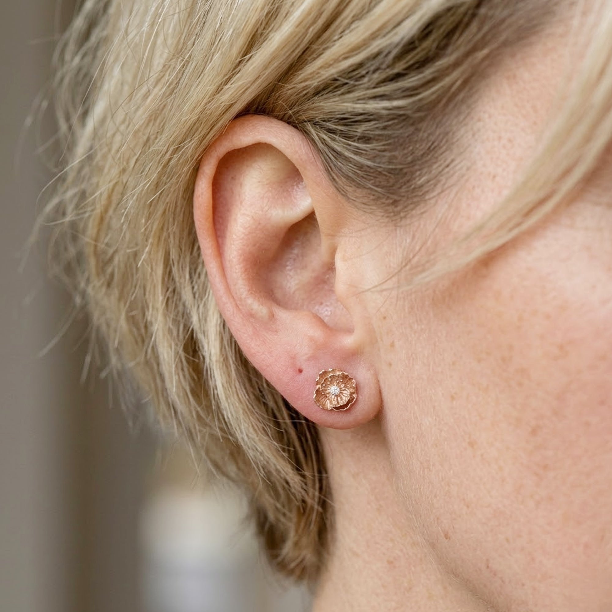 Poppy Silver & Rose Gold Vermeil Studs