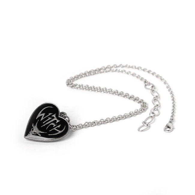 Alchemy Gothic Witch Heart Reversible Pendant Necklace