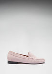 Women's Penny Loafers Leather Sole, ice pink suede