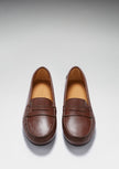 Women's Penny Driving Loafers Full Rubber Sole, brown leather