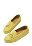 Women's Tasselled Driving Loafers, yellow embossed suede