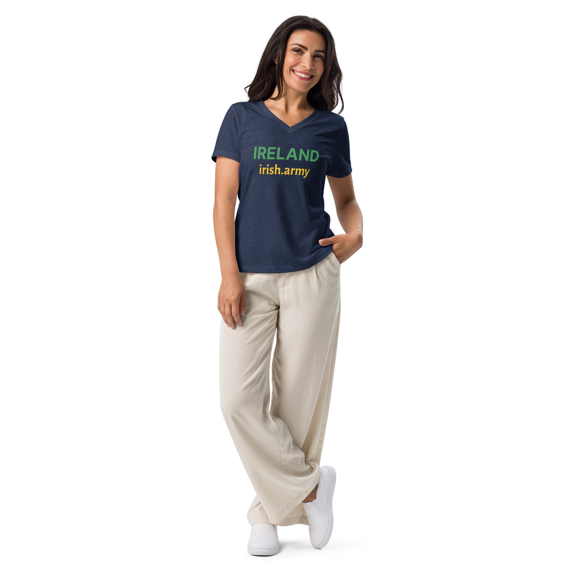 IRLANDA - Camiseta holgada con cuello en V para mujer
