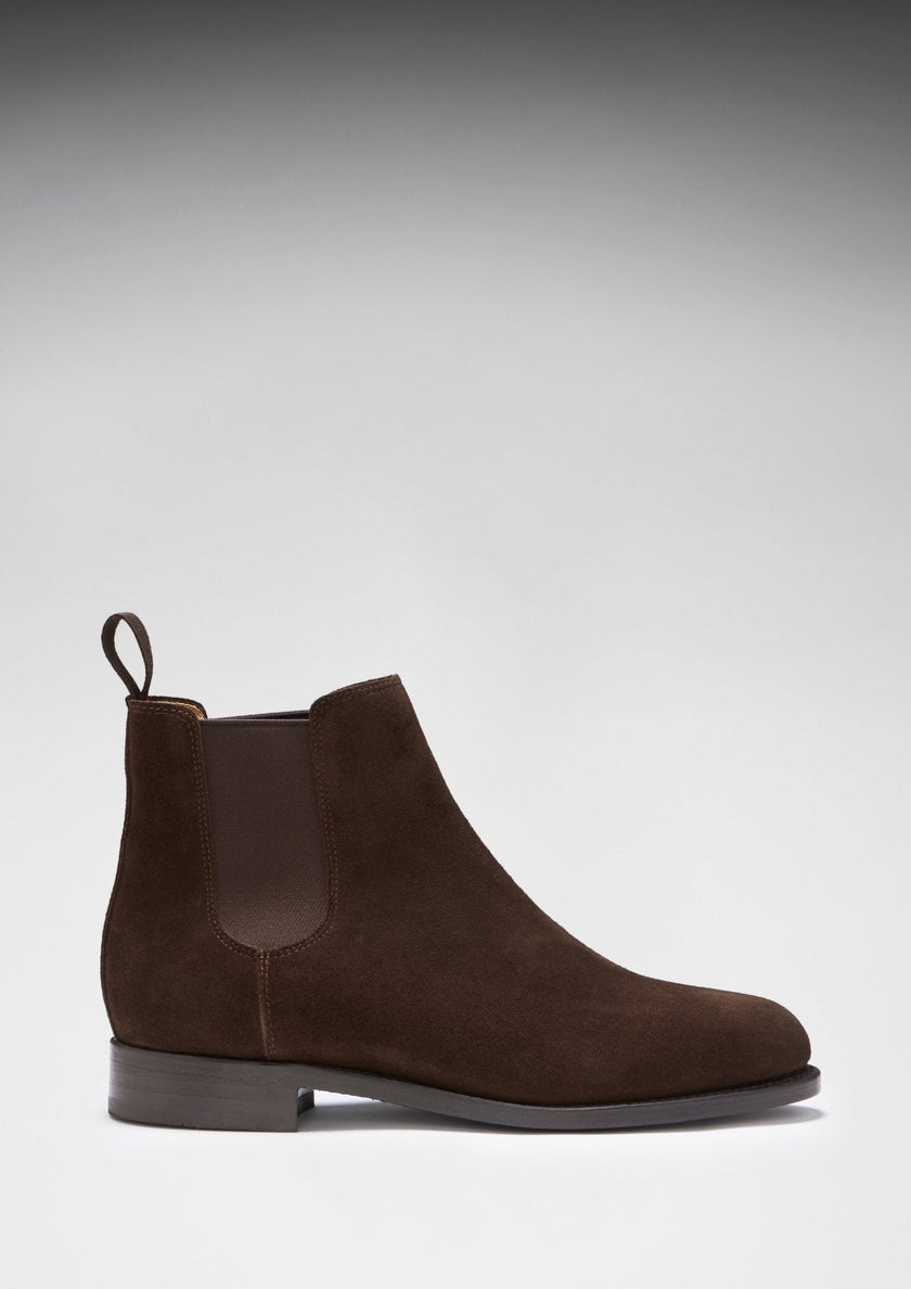 Women's Brown Suede Chelsea Boots, Welted Leather Sole