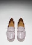 Women's Penny Driving Loafers, lilac croc print patent leather