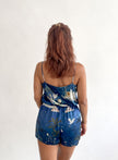Blue silk pyjama set in 'Wonderous'  night sky Print, luxury lounge wear