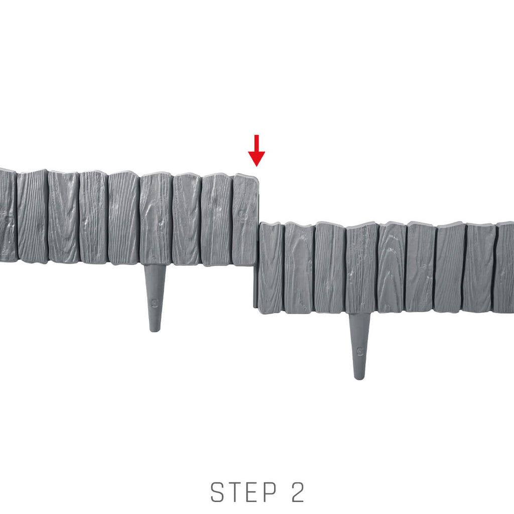 Lawn Edging, Plastic Palisade Wood Effect, 2.32m, Gray