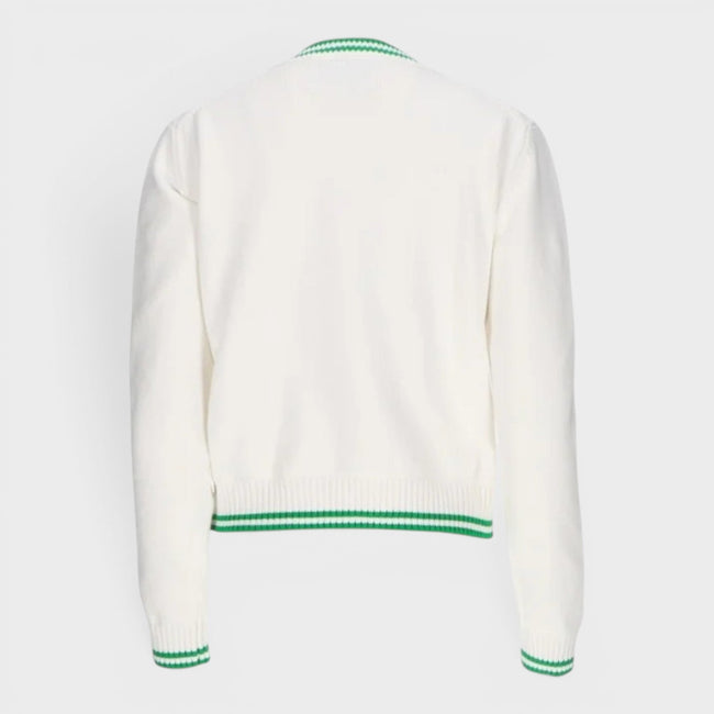 Heart Embroidered Jumper White Green