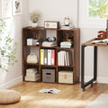 HOMCOM 3-tier 9 Cubes Storage Unit Particle Board Cupboard Bookcase Organiser Home Office Shelves, Rustic Brown