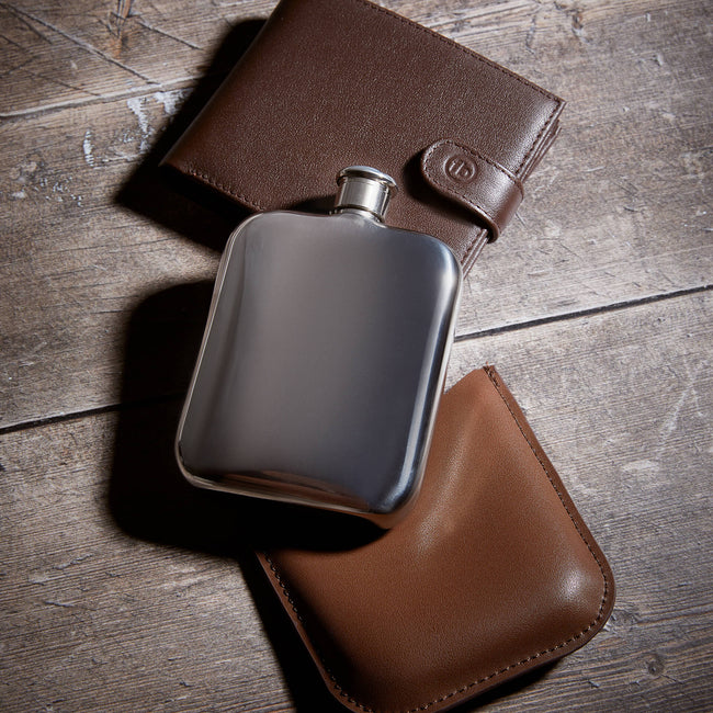 Fred Bennett Hip Flask with Leather Sleeve