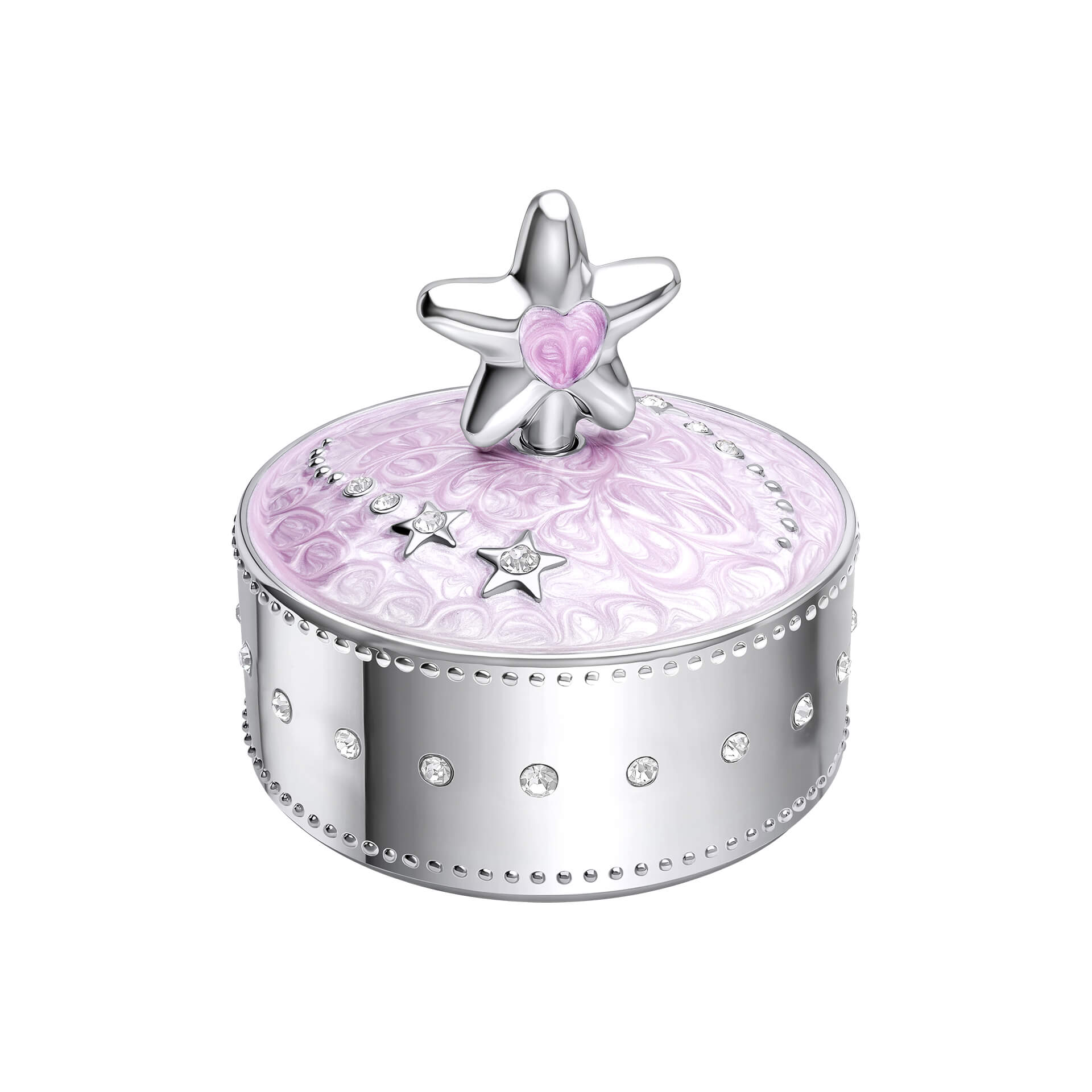 D For Diamond Pink Star Music Trinket Box with Crystal