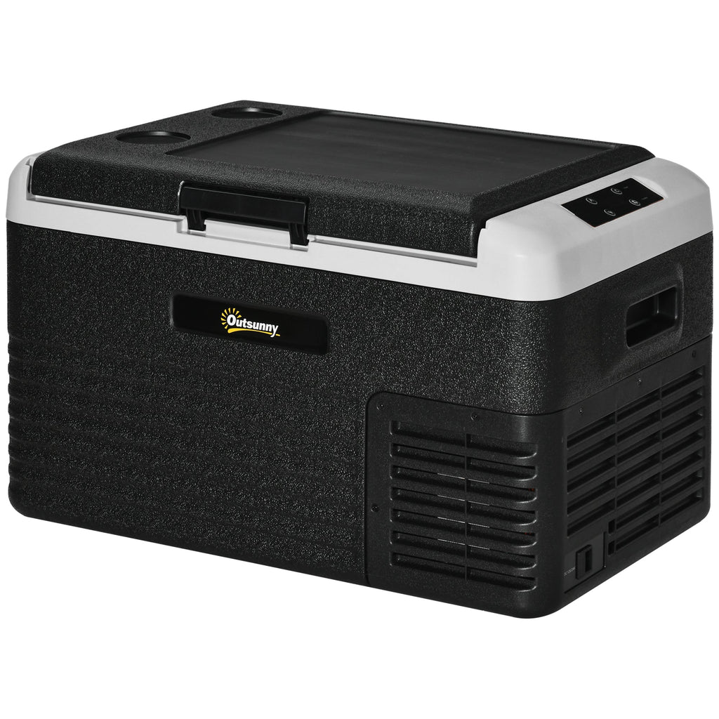 Outsunny 30L Car Refrigerator, Portable Compressor Car Fridge Freezer, Electric Cooler Box with 12/24V DC and 110-240V AC for Camping, Driving, Picnic, Down to -20\'e2\'84\'83