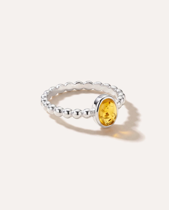 Yellow Amber Bubble Stacking Ring