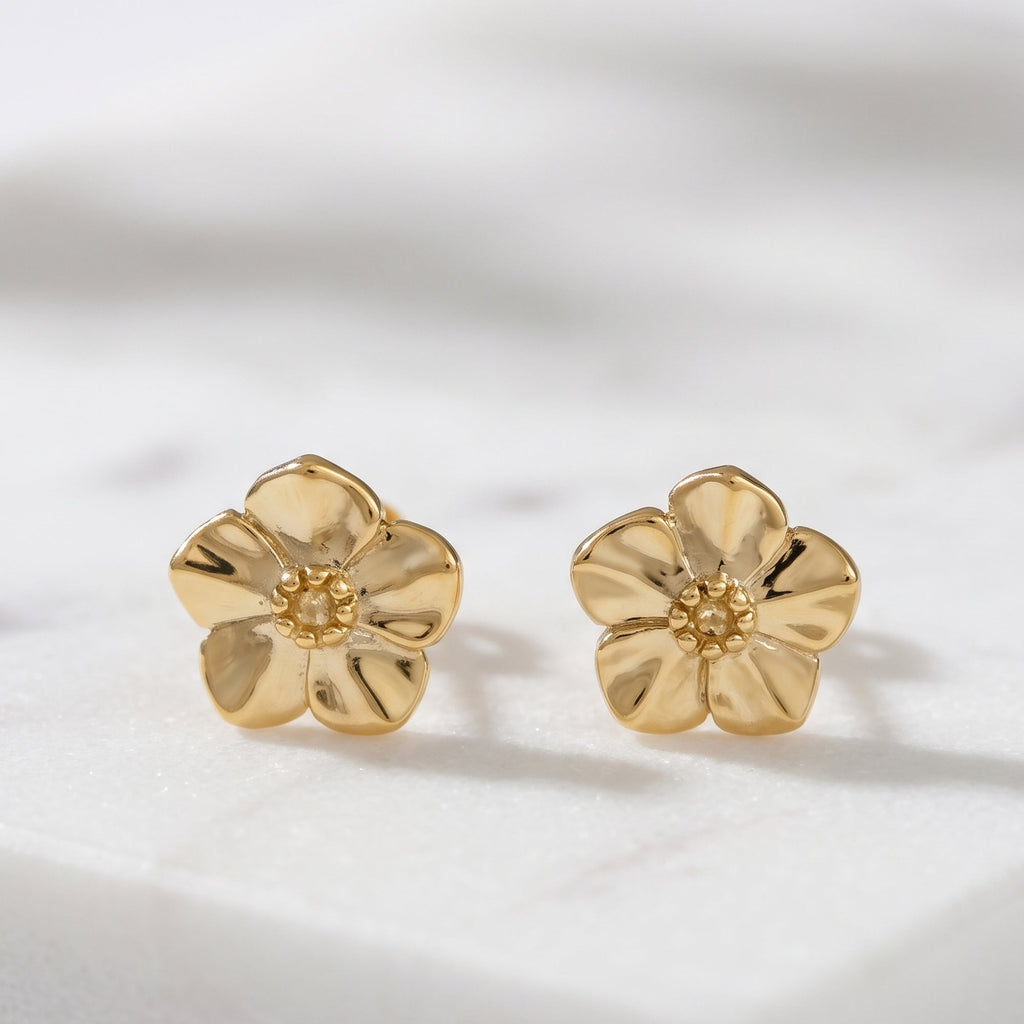 Forget-Me-Not Gold Vermeil Silver Studs